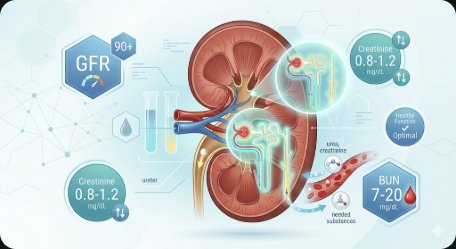2026 신장(콩팥) 기능 검사 완벽 가이드 — 크레아티닌·BUN·사구체여과율(GFR)·시스타틴C·요단백 항목별 정상 수치·검사 비용·만성콩팥병 조기 발견·검진 주기까지 총정리