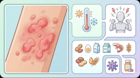 2026 두드러기(Urticaria) 완벽 가이드 — 원인·유형별 차이(급성·만성·콜린성·한랭·압박성)·자가진단·진단 검사·치료법(항히스타민제·오말리주맙·면역조절제)·응급 상황 대처·생활 관리·예방법까지 총정리